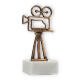 Trophy contour figure videocamera old gold on white marble base 16,1cm