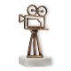 Trophy contour figure videocamera old gold on white marble base 15,1cm