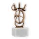 Trophy contour figure fencing old gold on white marble base 16,6cm