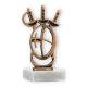 Trophy contour figure fencing old gold on white marble base 14.6cm