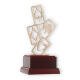 Troféu figura Zamak Cartas de jogo modernas branco-ouro sobre base de madeira de mogno 22,0cm