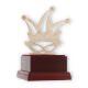Trofeo Figura de zamak Gorro de bufón moderno dorado-blanco sobre base de madera de caoba 17,0cm