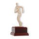 Trofeo figura de zamak Rugby Moderno dorado y blanco sobre base de madera de caoba 22,4cm