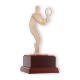 Troféu figura de Zamak Badminton moderno branco-ouro sobre base de madeira de mogno 22,3cm