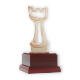 Pokal Zamakfigur Modern Schachfigur gold-weiß auf mahagonifarbenen Holzsockel 19,9cm