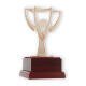 Trofeo Zamak figura Coppa moderna bianco-oro su base di legno color mogano 19,8 cm