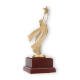 Figura del ganador Victoria dorada metálica sobre base de madera color caoba 23,8cm