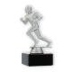 Trophy plastic figure football runner silver metallic on black marble base 15.5cm
