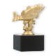 Trophy plastic figure perch gold metallic on black marble base 12,0cm
