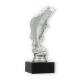 Trophy plastic figure standing perch silvermetallic on black marble base 18,4cm