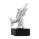 Trophy plastic figure marlin silver metallic on black marble base 14,1cm