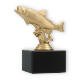 Trophy plastic figure trout gold metallic on black marble base 11,7cm