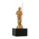 Trophy plastic figure angler gold metallic on black marble base 17,8cm