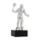 Trophy plastic figure badminton player silver metallic on black marble base 16,0cm