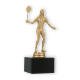 Coupe Figurine en plastique joueuse de badminton or métallique sur socle en marbre noir 17,0cm