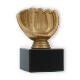 Pokal Kunststofffigur Baseballhandschuh goldmetallic auf schwarzem Marmorsockel 11,8cm