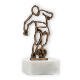 Trofeo figura contorno futbolista oro viejo sobre base mármol blanco 15.4cm