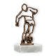 Trofeo figura contorno futbolista oro viejo sobre base mármol blanco 14.4cm