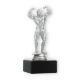 Trophy plastic figure bodybuilder silver metallic on black marble base 15,9cm