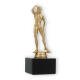 Trophy plastic figure female bodybuilder gold metallic on black marble base 17,3cm