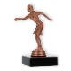 Pokal Kunststofffigur Petanque Damen bronze auf schwarzem Marmorsockel 13,5cm