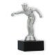 Coupe Figurine en plastique Pétanque hommes argent métallique sur socle en marbre noir 14,5cm