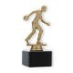 Trophy plastic figure bowling player gold metallic on black marble base 16,0cm