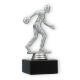 Trophy plastic figure bowling player silver metallic on black marble base 15,0cm