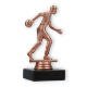 Pokal Kunststofffigur Bowlingspieler bronze auf schwarzem Marmorsockel 14,0cm