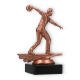 Trophy plastic figure bowling men bronze on black marble base 14.4cm