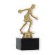 Pokal Kunststofffigur Bowlingspielerin goldmetallic auf schwarzem Marmorsockel 15,7cm