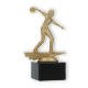 Pokal Kunststofffigur Bowling Damen goldmetallic auf schwarzem Marmorsockel 16,4cm