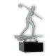 Trophy plastic figure bowling ladies silver metallic on black marble base 15.4cm