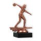 Pokal Kunststofffigur Bowling Damen bronze auf schwarzem Marmorsockel 14,4cm