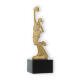 Trophy plastic figure cheerleader gold metallic on black marble base 20.5cm