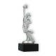 Trophy plastic figure cheerleader silver metallic on black marble base 19,5cm