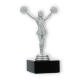 Pokal Kunststofffigur Cheerleader Tanz silbermetallic auf schwarzem Marmorsockel 16,3cm