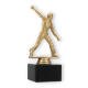 Trophy plastic figure cricket thrower gold metallic on black marble base 17,5cm