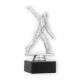 Trophy plastic figure cricket thrower silver metallic on black marble base 16,5cm