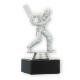 Trophy plastic figure cricket batsman silver metallic on black marble base 14,0cm