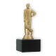 Trophy plastic figure cricketer gold metallic on black marble base 15.8cm