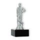 Trophy plastic figure cricketer silver metallic on black marble base 14.8cm
