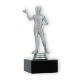 Trophy plastic figure dart player silver metallic on black marble base 15.4cm