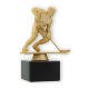Trophy plastic figure hockey player gold metallic on black marble base 14,8cm