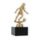 Pokal Kunststofffigur Fußball Damen goldmetallic auf schwarzem Marmorsockel 15,4cm