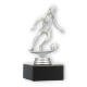 Trophy plastic figure soccer ladies silver metallic on black marble base 14.4cm