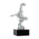 Trophy plastic figure fall back kick silver metallic on black marble base 16.6cm