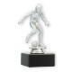 Trophy plastic figure footballer silver metallic on black marble base 14.4cm