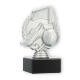 Trophy plastic figure soccer in wreath silver metallic on black marble base 14,0cm