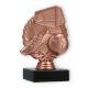 Pokal Kunststofffigur Fußball im Kranz bronze auf schwarzem Marmorsockel 13,0cm